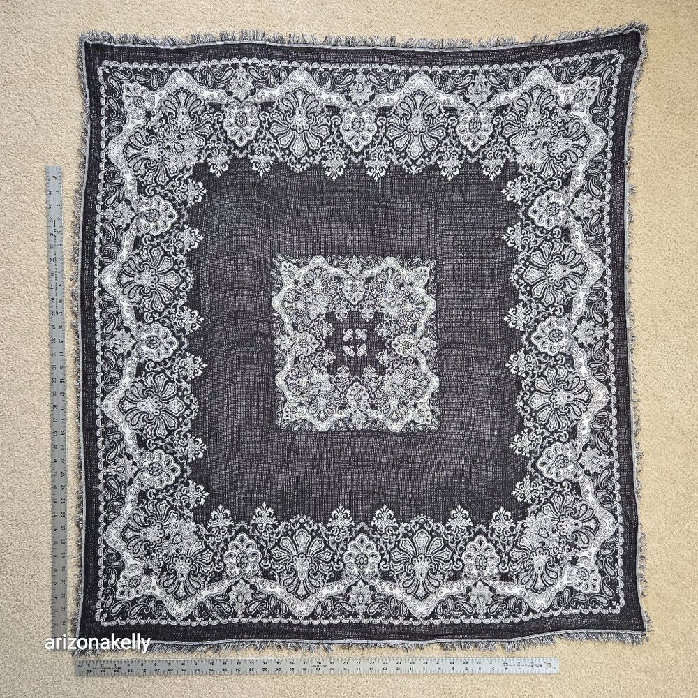NWOT Wilfred Large Square Scarf Classic Bandana Design Woven - Picture 2 of 11